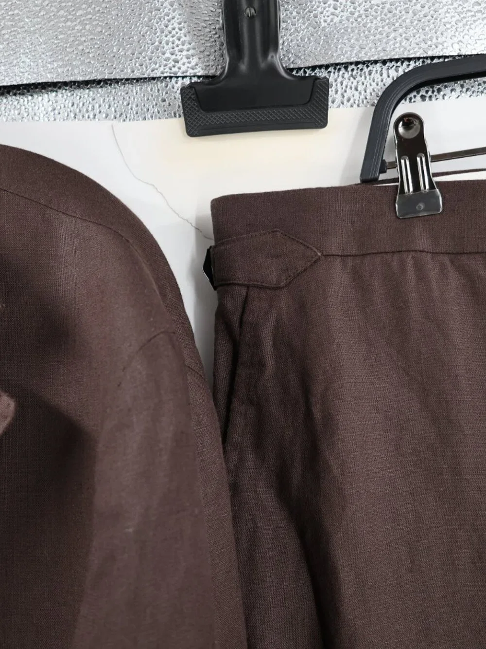 Suitsupply Suit Men 50L 42x31 Washington SA Roma Jetted Pure Linen 2 Piece Brown